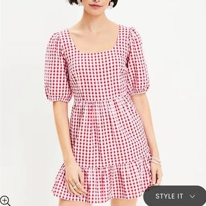 Gingham Tie Back Flounce Swing Dress